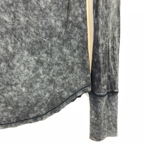 Free People XS Cowl Neck Raglan Tie Dye Long Sleeve Shirt Top Gray Black - Picture 3 of 9